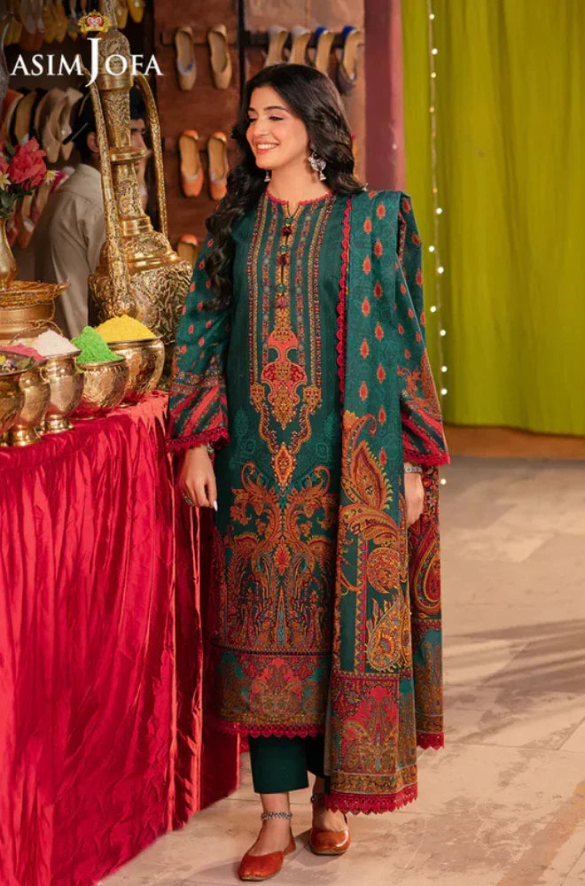 Asim Jofa Inspired Dark Teal Printed Lawn Suit for Women