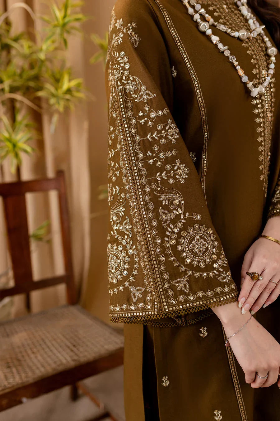 Elegant Olive Green Embroidered 2-Piece Co-Ord Set for Women | Premium Pakistani Casual & Semi-Formal Wear