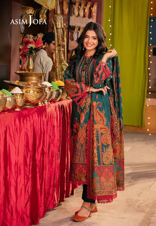 Asim Jofa Inspired Dark Teal Printed Lawn Suit for Women