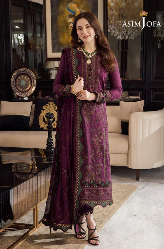 Luxury Plum Purple Embroidered 3-Piece Pakistani Suit with Chiffon Dupatta | Premium Women's Festive & Formal Wear
