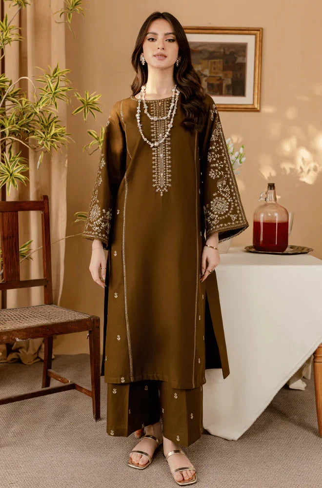Elegant Olive Green Embroidered 2-Piece Co-Ord Set for Women | Premium Pakistani Casual & Semi-Formal Wear